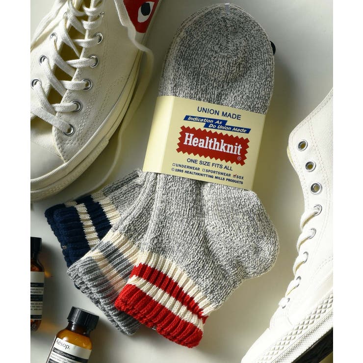 グレー | 【Healthknit】3足セットヘビーウェイトミドルソックス | SETUP7【MEN】