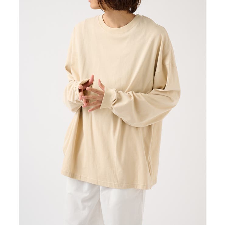 ベージュ | 5 6オンス ビッグシルエットロングスリーブTEE | SETUP7【WOMEN】