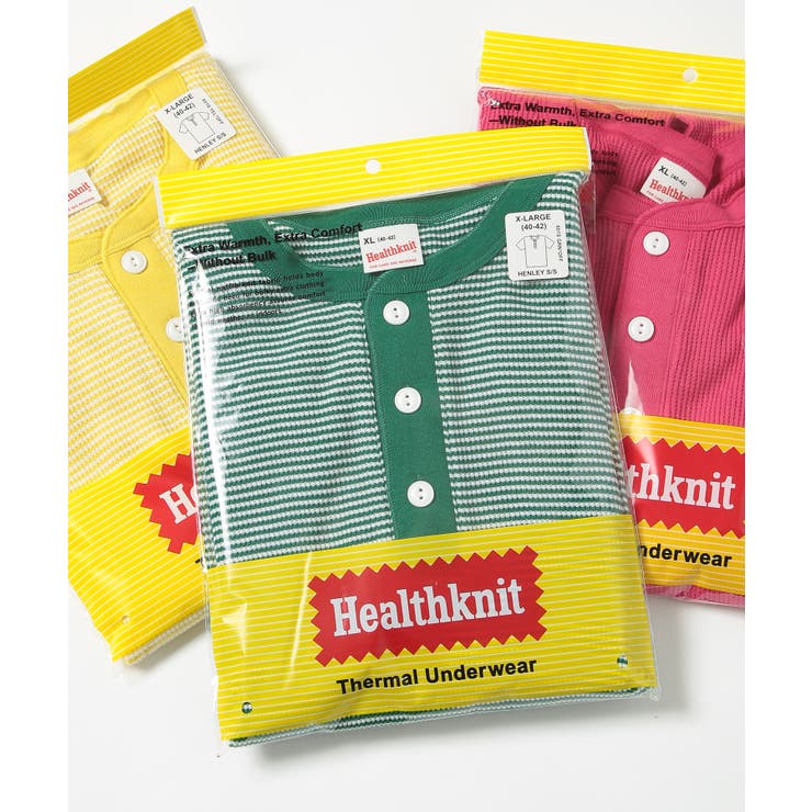 グリーン | 【Healthknit】ヘンリーネックワッフル半袖パックTEEシャツ サーマル半… | SETUP7【MEN】