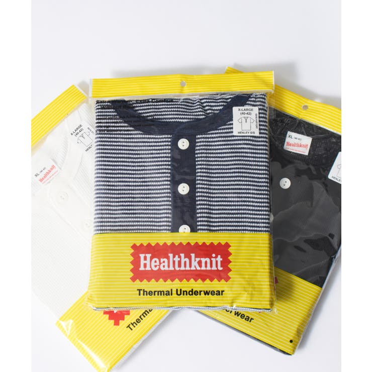 ネイビー | 【Healthknit】ヘンリーネックワッフル半袖パックTEEシャツ サーマル半… | SETUP7【MEN】