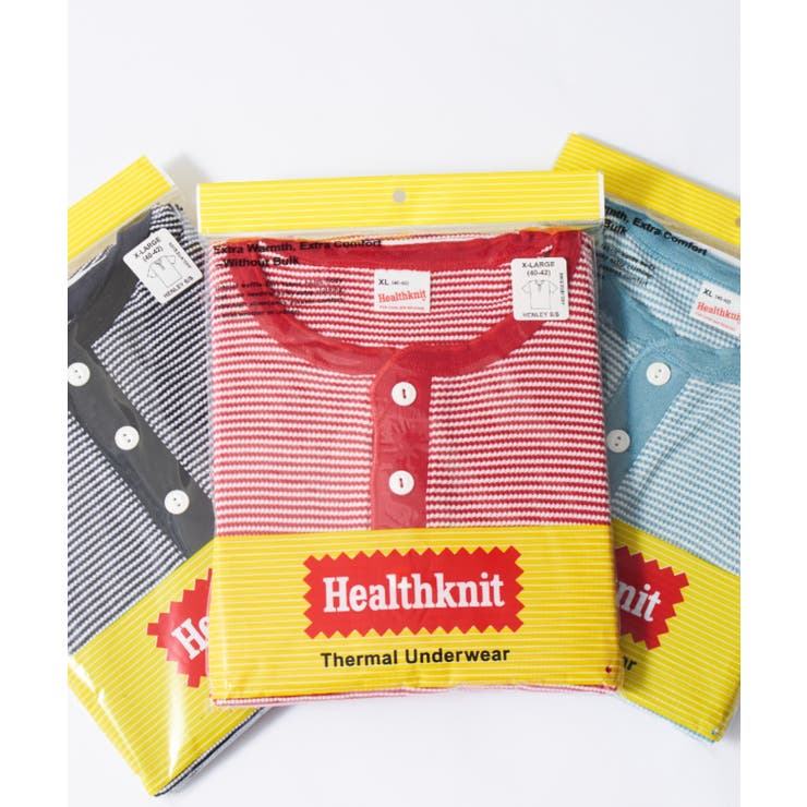 レッド | 【Healthknit】ヘンリーネックワッフル半袖パックTEEシャツ サーマル半… | SETUP7【MEN】