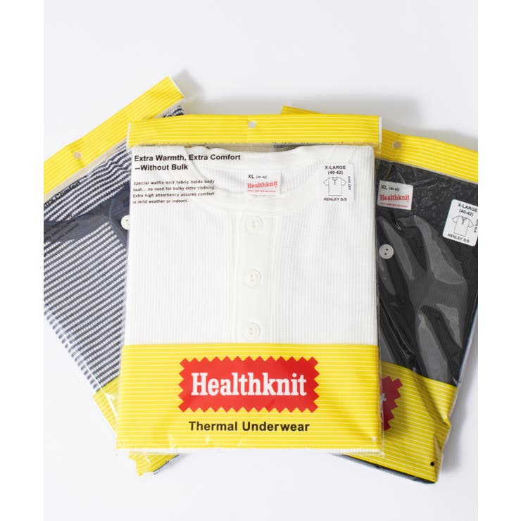 ホワイト | 【Healthknit】ヘンリーネックワッフル半袖パックTEEシャツ サーマル半… | SETUP7【MEN】