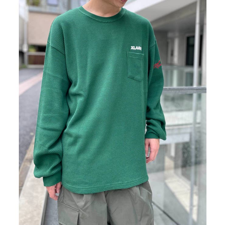 グリーン】【XLARGE】サーマルポケットクルーネックスウェット[品番