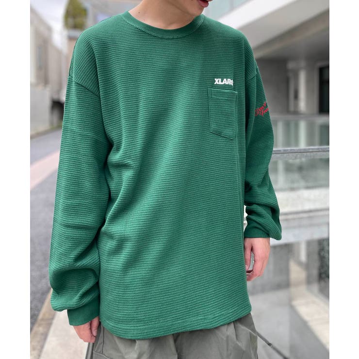 グリーン】【XLARGE】サーマルポケットクルーネックスウェット[品番