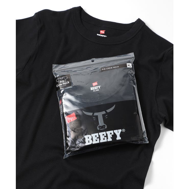 ブラック | 【Hanes】BEEFY リブクルーネックTシャツ HM1-R103 | SETUP7【WOMEN】