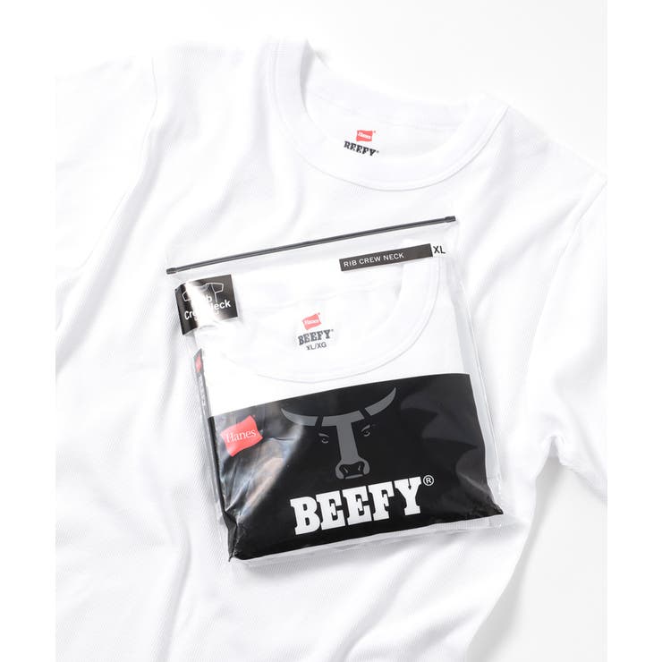 ホワイト | 【Hanes】BEEFY リブクルーネックTシャツ HM1-R103 | SETUP7【WOMEN】