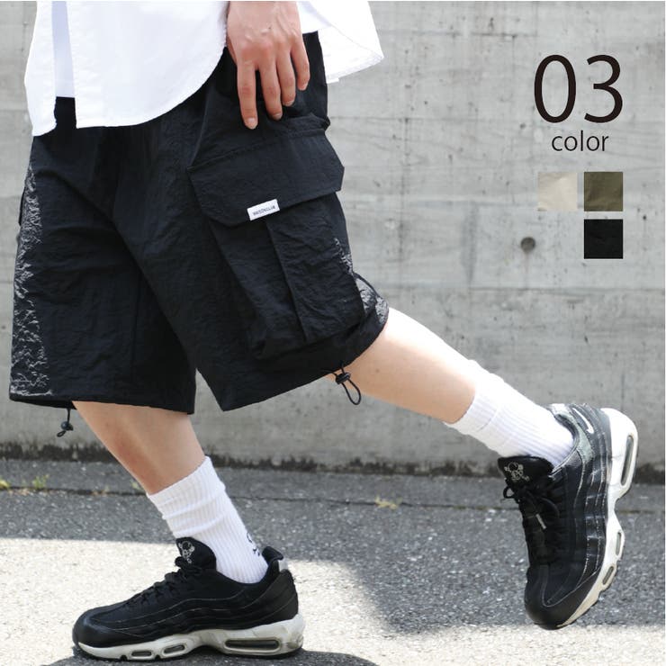 年末のプロモーション MAISON CLUB】ワイドカーゴハーフパンツ ショートパンツ[品番 パンツ