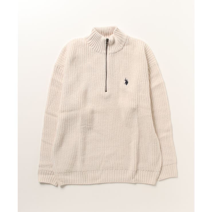 アイボリー | 【U.S. POLO ASSN.】ハーフジップニット PLM33401 | SETUP7【MEN】