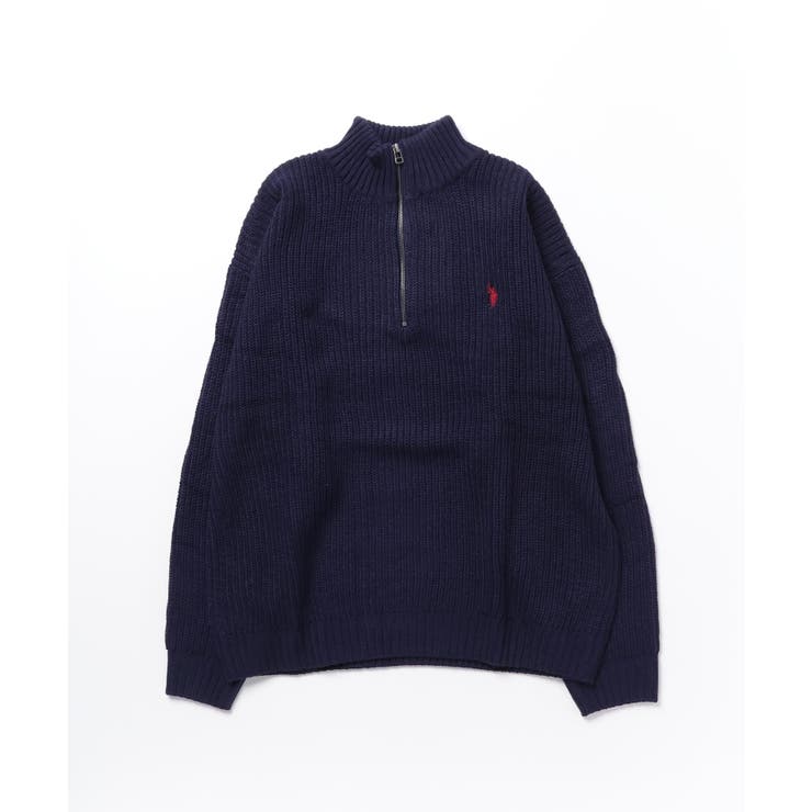 ネイビー | 【U.S. POLO ASSN.】ハーフジップニット PLM33401 | SETUP7【MEN】