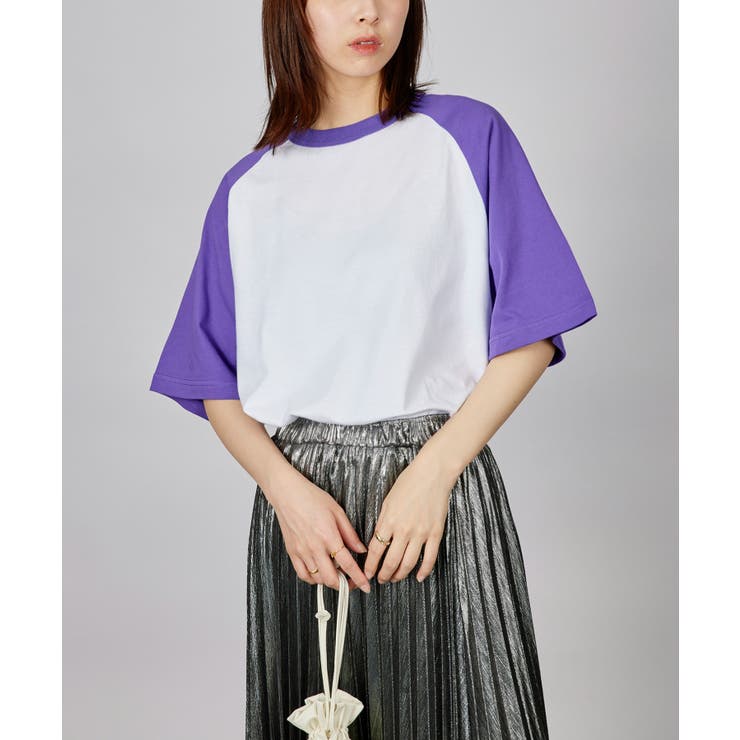 ホワイト×パープル | 【United Athle】5.6オンス ラグランTシャツ 5041 | SETUP7【WOMEN】