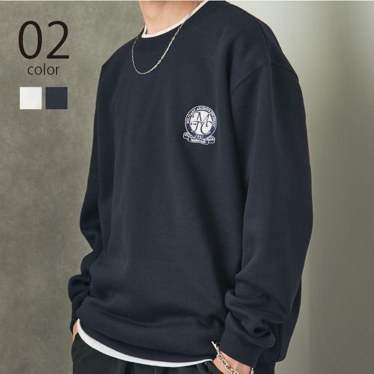 MAISON CLUB】ワンポイントエンブレム刺繍スウェット[品番