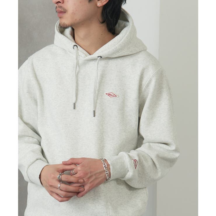 オートミール | 【BALL】T/C裏起毛 ワッペン付きプルパーカー 64536 | SETUP7【MEN】