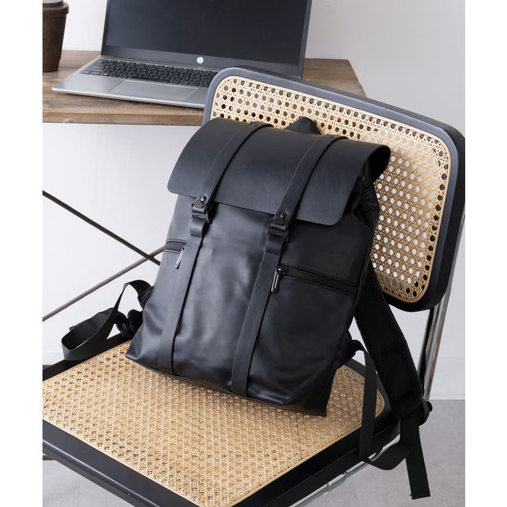 ブラック | 【SETUP7】PUテクスチャ撥水バックパック KNF147 | SETUP7【MEN】