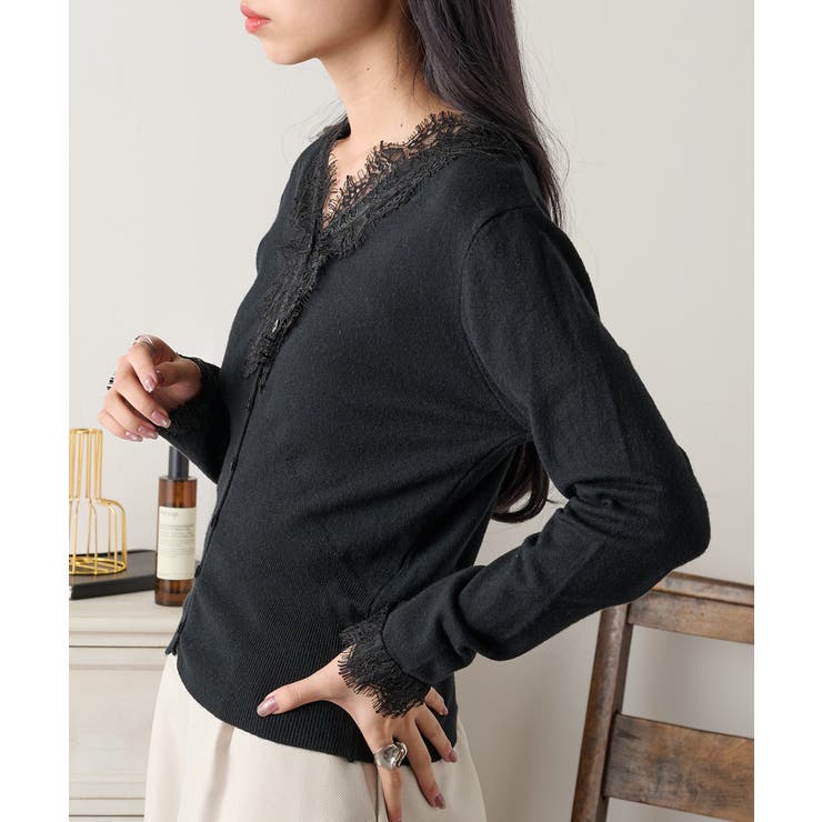 【SETUP7】レースドッキングニットカーディガン KNF149 | SETUP7【WOMEN】 | 詳細画像3 