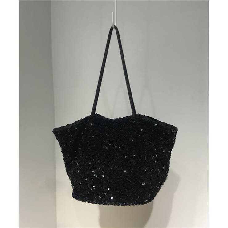 ブラック | 大容量スパンコールラメトートバッグ 2WAYショルダーバッグ KNF151 | SETUP7【WOMEN】