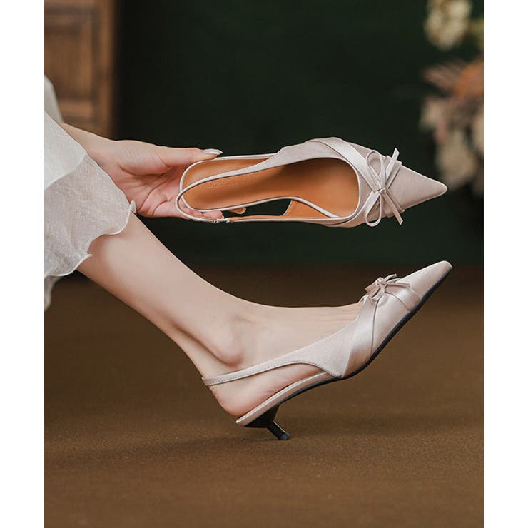 ベージュ | 【SETUP7】ポインテッドトゥサテンリボンパンプス KNF151 | SETUP7【WOMEN】