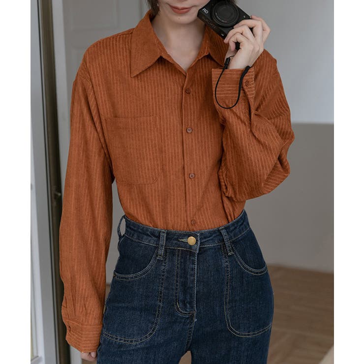 ライトブラウン | 【SETUP7】ベロアコーデュロイ長袖シャツ KNF149 | SETUP7【WOMEN】