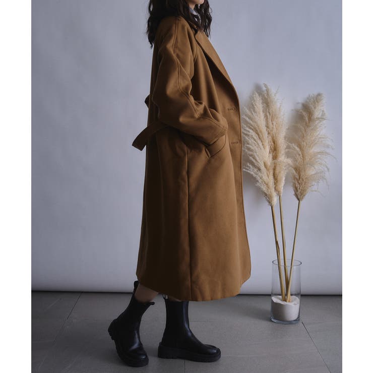 美品 ドゥロワー コットンナイロン ベルテッド ダブルチェスター