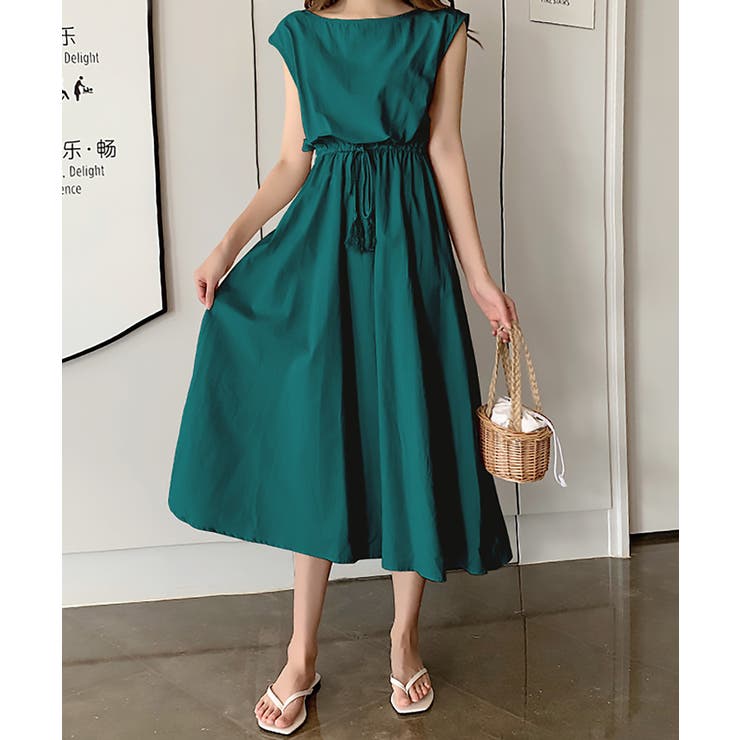 グリーン | 【SETUP7】コットンフレンチスリーブマキシ丈ワンピース SCCH14 | SETUP7【WOMEN】