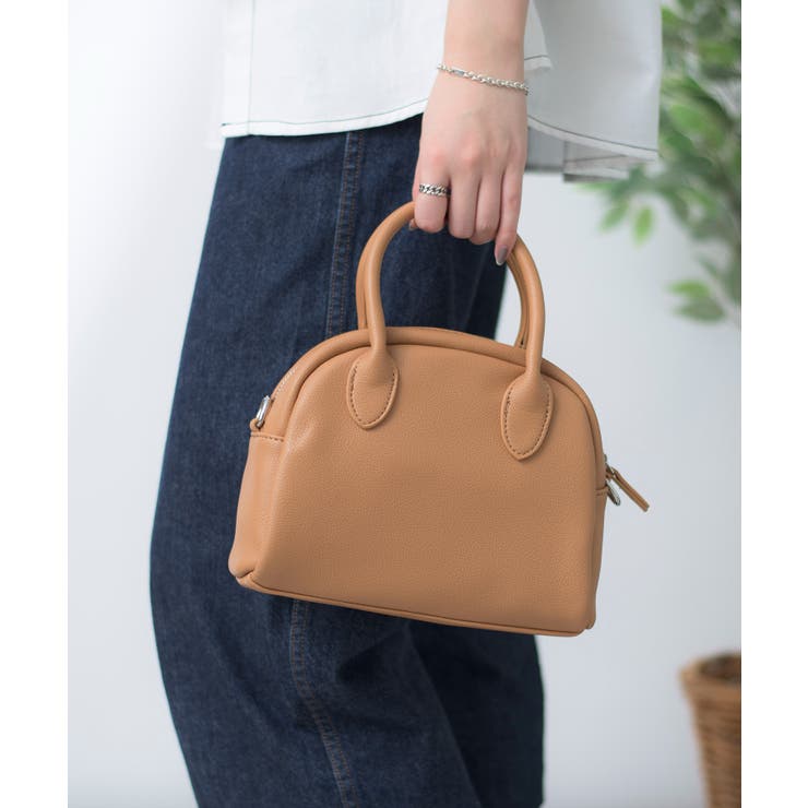 SETUP7】フェイクレザー ミニボストン ショルダー バッグ KNF