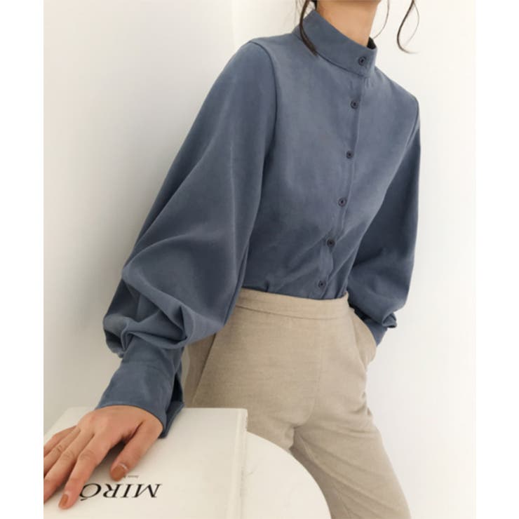 PHOTOCOPIEU 黒 クロップド丈シャツ バルーンスリーブ