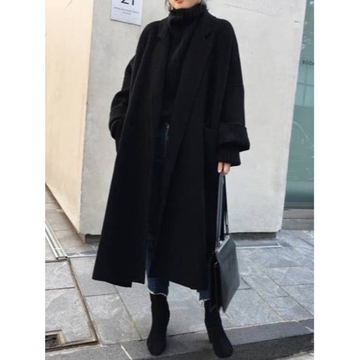 ブラック | 【SETUP7】ミッドレングスベルト付きウールライクガウンコート SCCH35 | SETUP7【WOMEN】