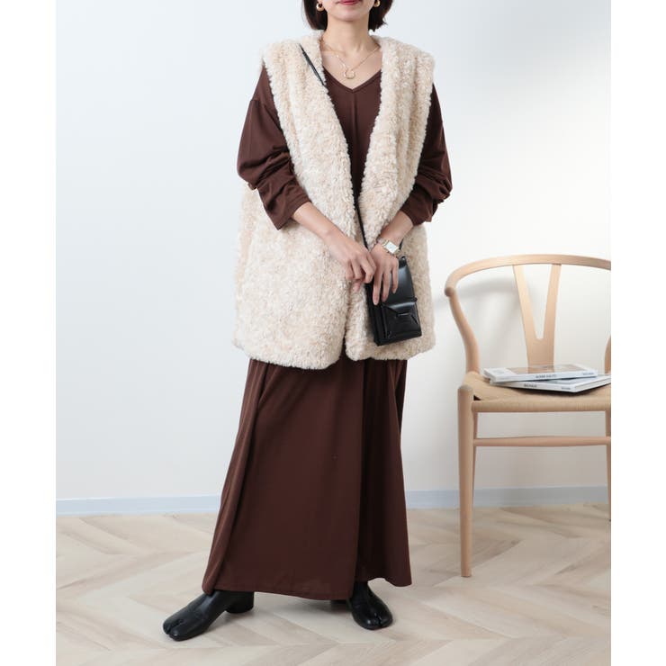 繊細なプードルファーが魅力。【SETUP7】ポケット付きファーベスト | SETUP7【WOMEN】 | 詳細画像6 