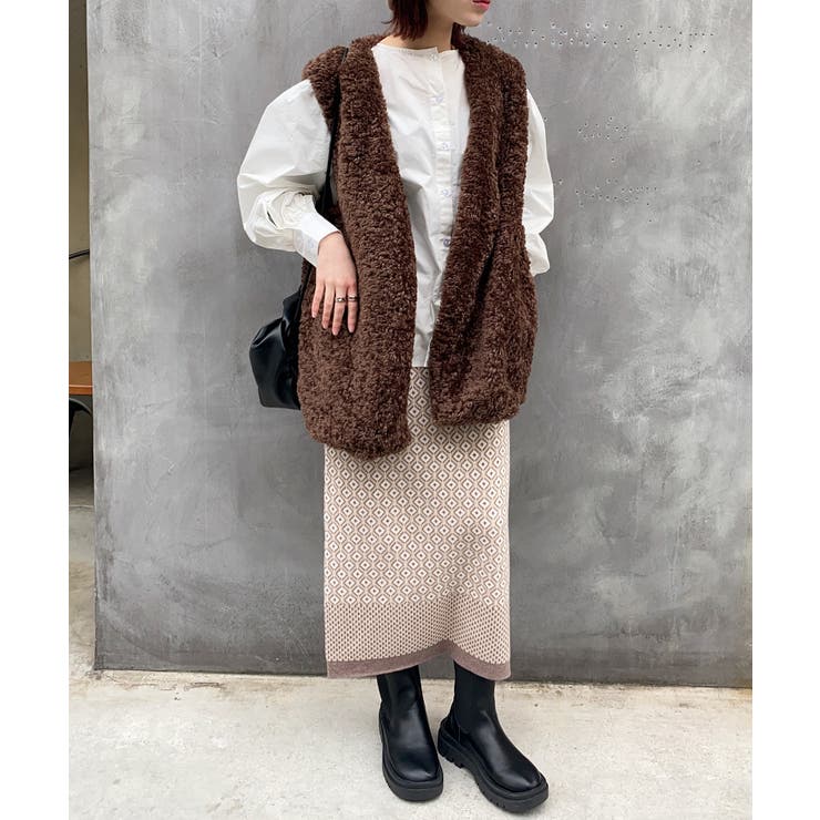 ブラウン | 繊細なプードルファーが魅力。【SETUP7】ポケット付きファーベスト | SETUP7【WOMEN】