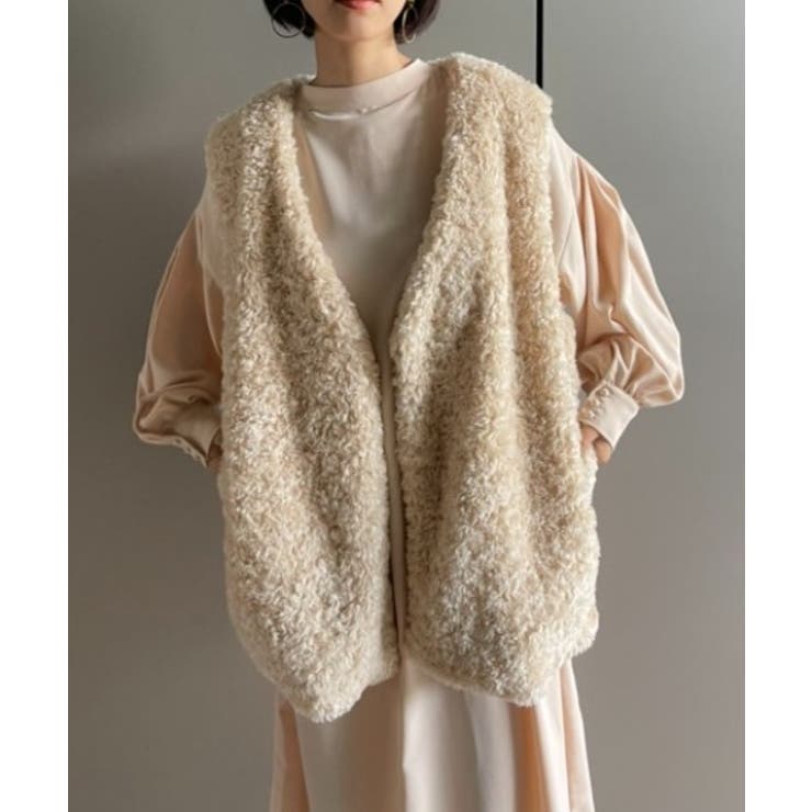 アイボリー | 繊細なプードルファーが魅力。【SETUP7】ポケット付きファーベスト | SETUP7【WOMEN】