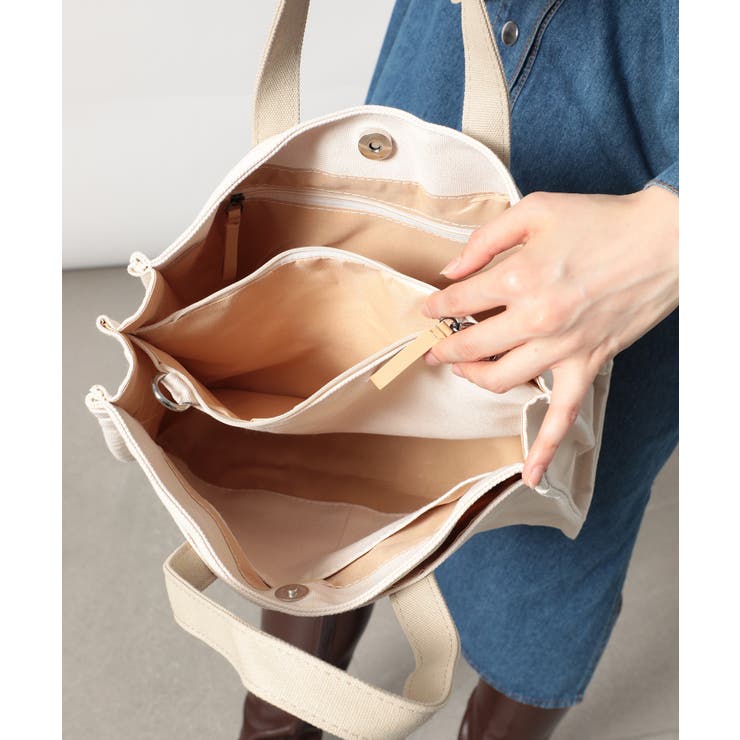 MAISON BREEZE】多機能マルチポケットショルダーキャンバストートKN