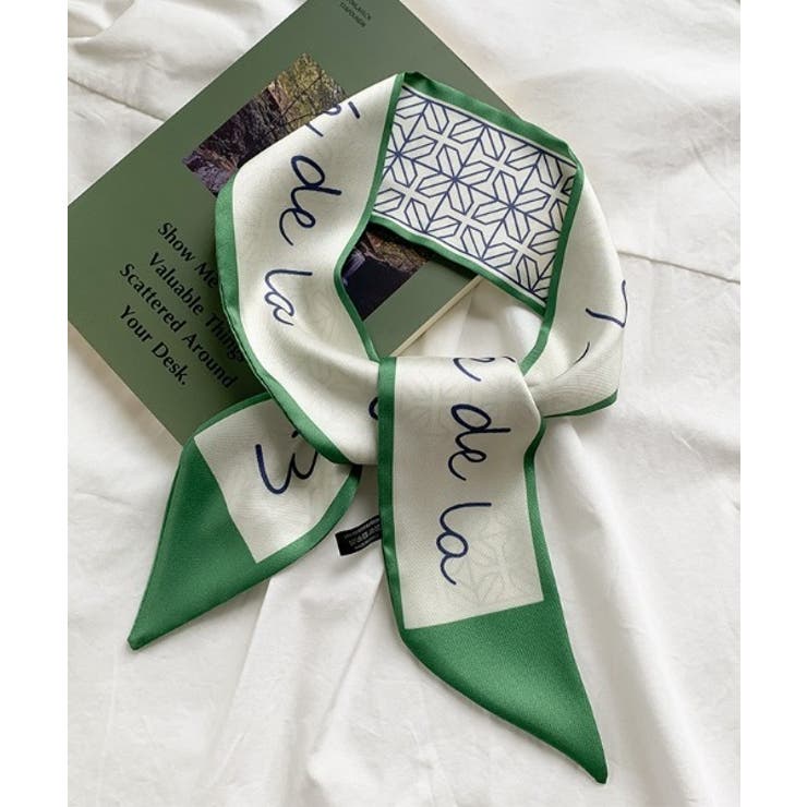 グリーン | 【SETUP7】サテンレトロ柄ナロースカーフ KNF | SETUP7【WOMEN】