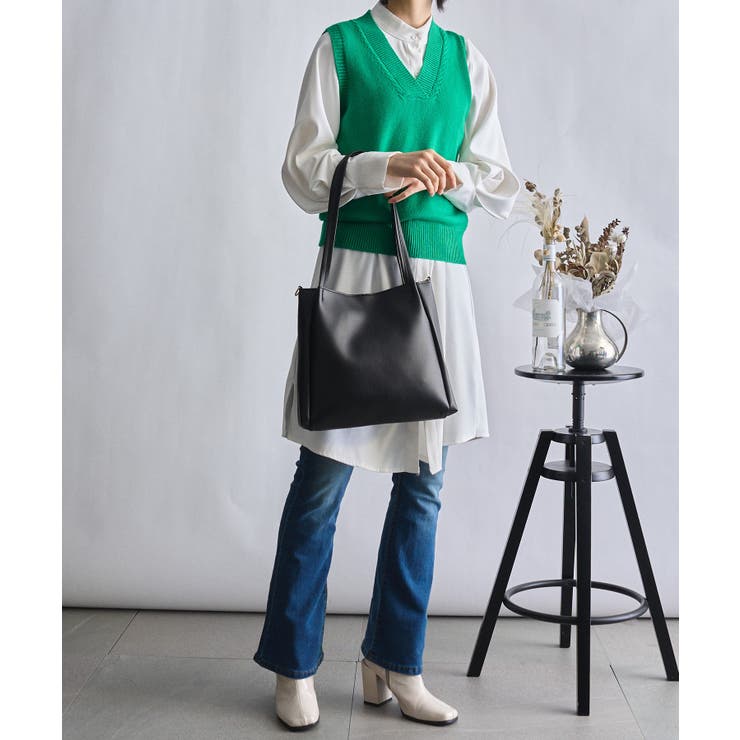 SETUP7】2WAYPUレザートートバッグ ショルダー付き KNF[品番