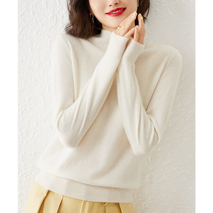 ホワイト | 【SETUP7】ウールライクモックネックニット SCCH266 | SETUP7【WOMEN】