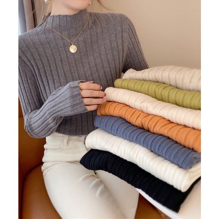 グレー | 【SETUP7】ワイドリブモックネックニット SCCH266 | SETUP7【WOMEN】