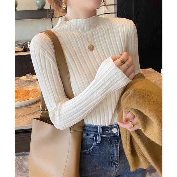 ホワイト | 【SETUP7】ワイドリブモックネックニット SCCH266 | SETUP7【WOMEN】