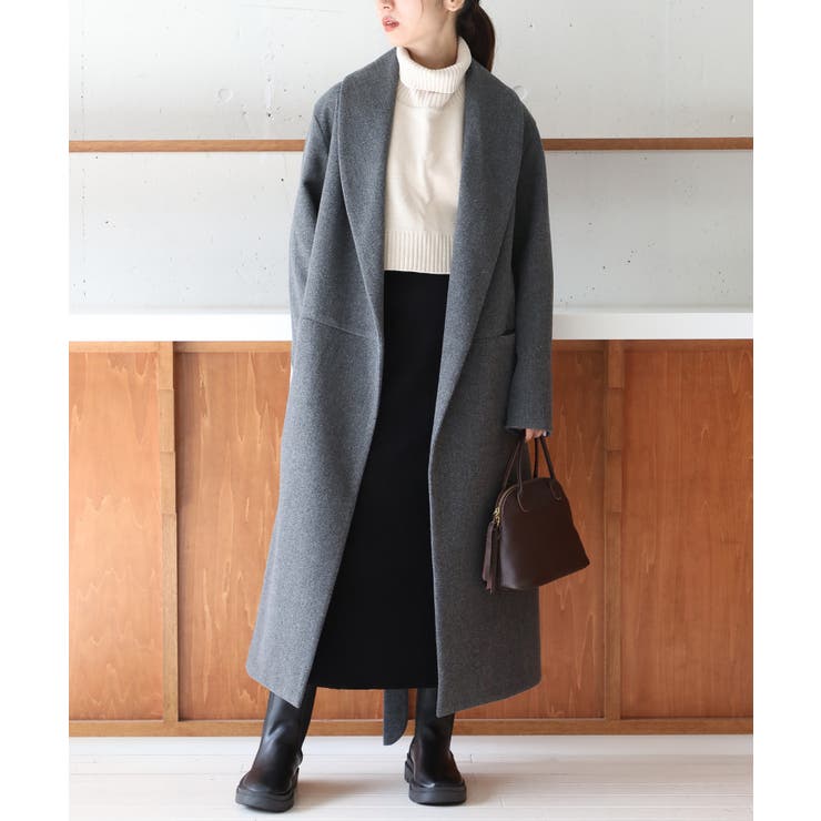 谷まりあさん着用！SWEET掲載商品ソフトリバーコート風 ガウンコート