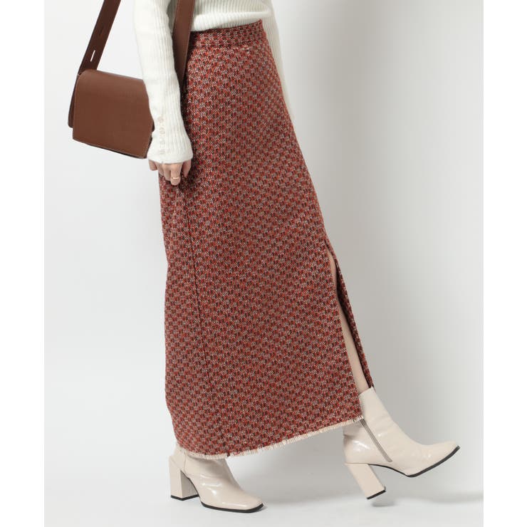 オレンジ | 【SETUP7】ラメ入りカラーも選べる！ツイードナロースカート trc | SETUP7【WOMEN】