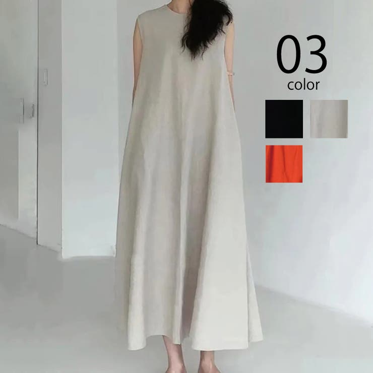 MAISON BREEZE】リラックスロング丈ノースリーブワンピース KNF0…[品番