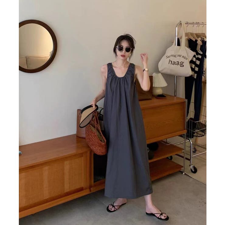 MAISON BREEZE】ギャザーノースリーブワンピース KNF019[品番