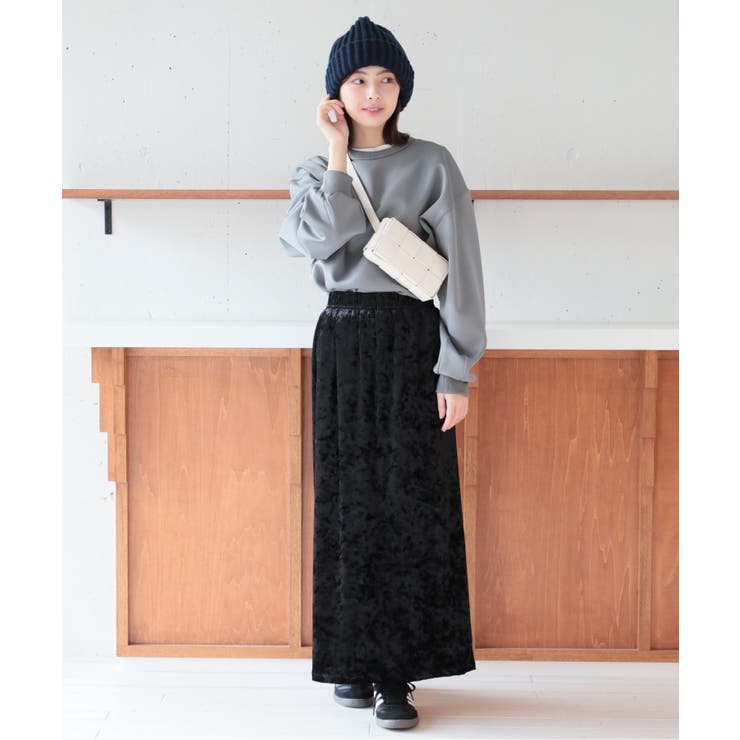 ネイビー ファー付きスカートとビーニー帽子セット ネイビー ファー