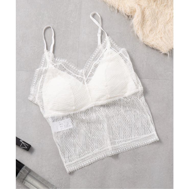 ホワイト | 【SETUP7】レース刺繍カップ付きキャミソール KNF049 | SETUP7【WOMEN】