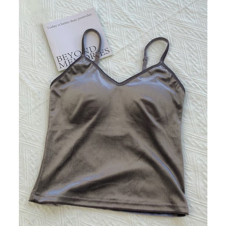 グレー | 【SETUP7】カップ付きバッククロスサテンライクキャミソール KNF049 | SETUP7【WOMEN】