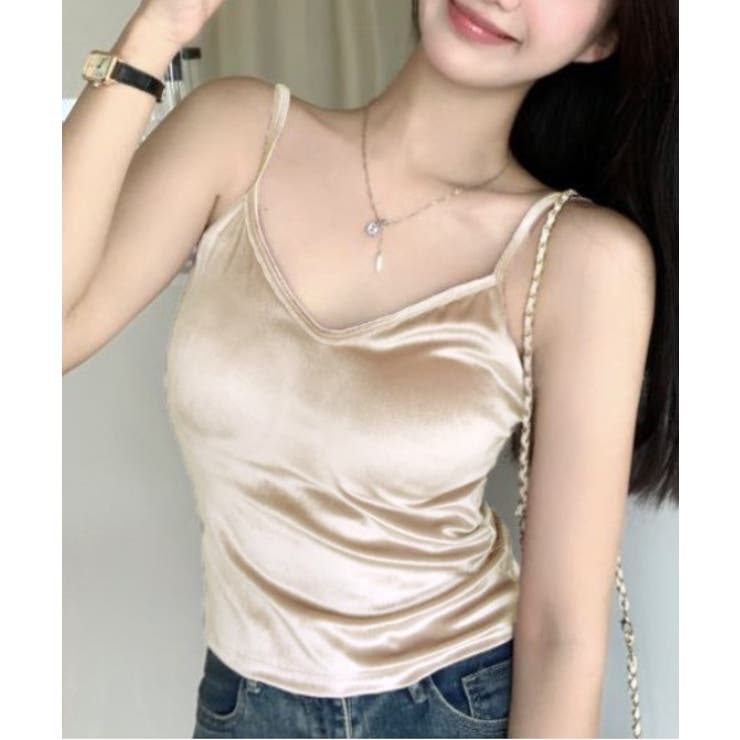 アイボリー | 【SETUP7】カップ付きバッククロスサテンライクキャミソール KNF049 | SETUP7【WOMEN】