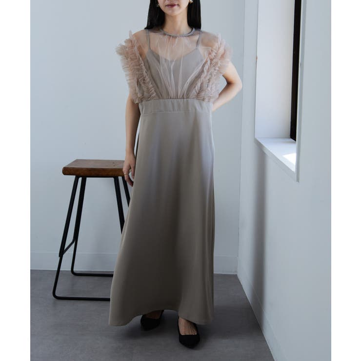 MAISON BREEZE】チュールフリルドッキングワンピース[品番