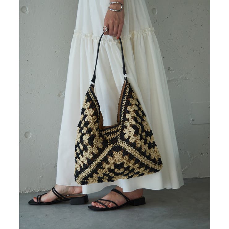 ブラック | 【SETUP7】ワンショルダートライアングル編みトート SCCH | SETUP7【WOMEN】