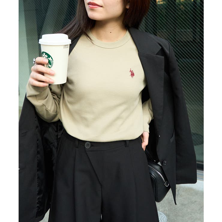 ライトカーキ | 【U.S. POLO ASSN.】スムース長袖Tシャツ | SETUP7【WOMEN】