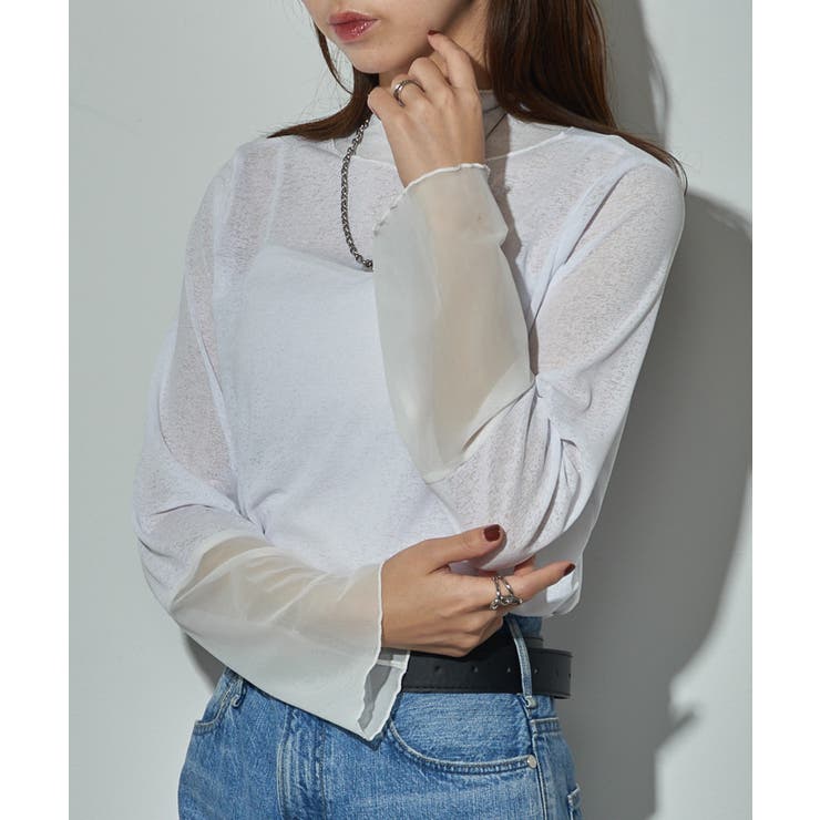新品 MELT THE LADY sheer hook tops black トップス
