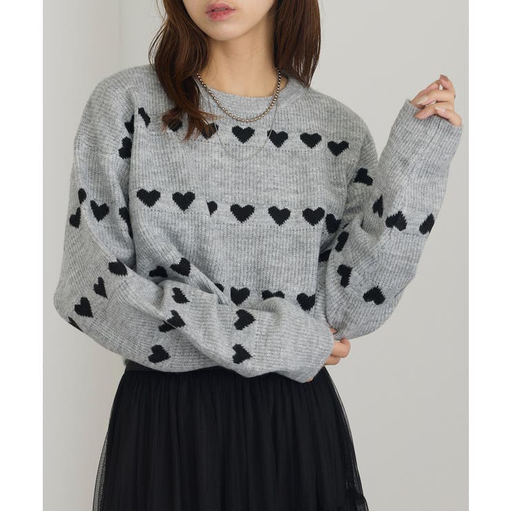 グレー | 【MAISON BREEZE】ハート型JQニット クロップドPO | SETUP7【WOMEN】