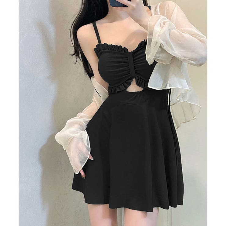 ブラック | 【SETUP7】水着２点セット（ワンピース+シャツ） SCCH529 | SETUP7【WOMEN】