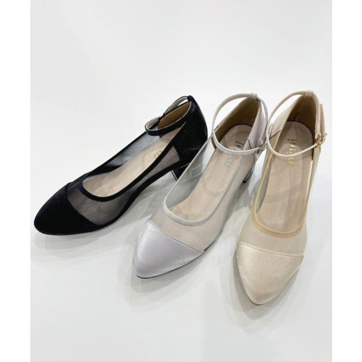 metoi】グリッターチャンキーヒールシアパンプス[品番